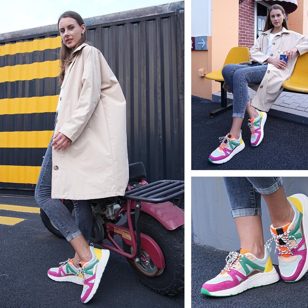 Multicolor Lucky Step Sneakers, Size 8.5